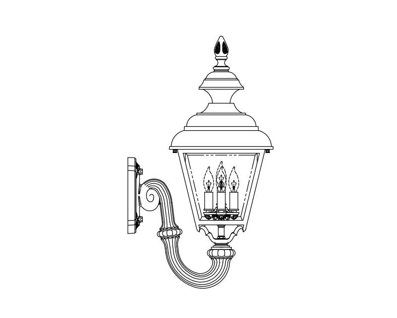 Plymouth, Large, aluminum, Wall Mount, Clear glass, (4) 25W B10, 120V